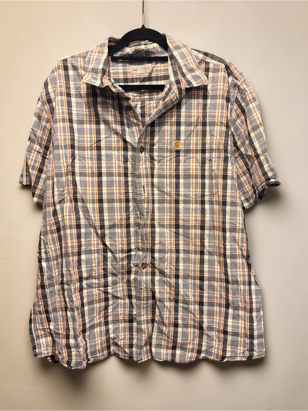 Carhartt Short-Sleeve Plaid Button-Down Shirt - Blue & Cream